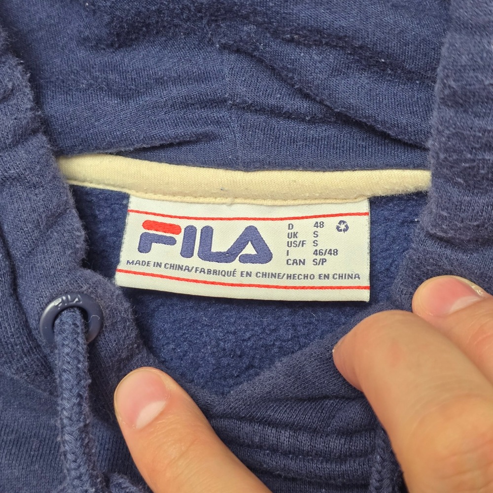 FILA Hoodie Mens Size S‎ Small Sweatshirt Pullover Blue Embroidered Logo - Picture 6 of 13